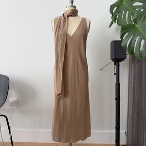 COS Sleeveless V-Neck Maxi Dress in Taupe